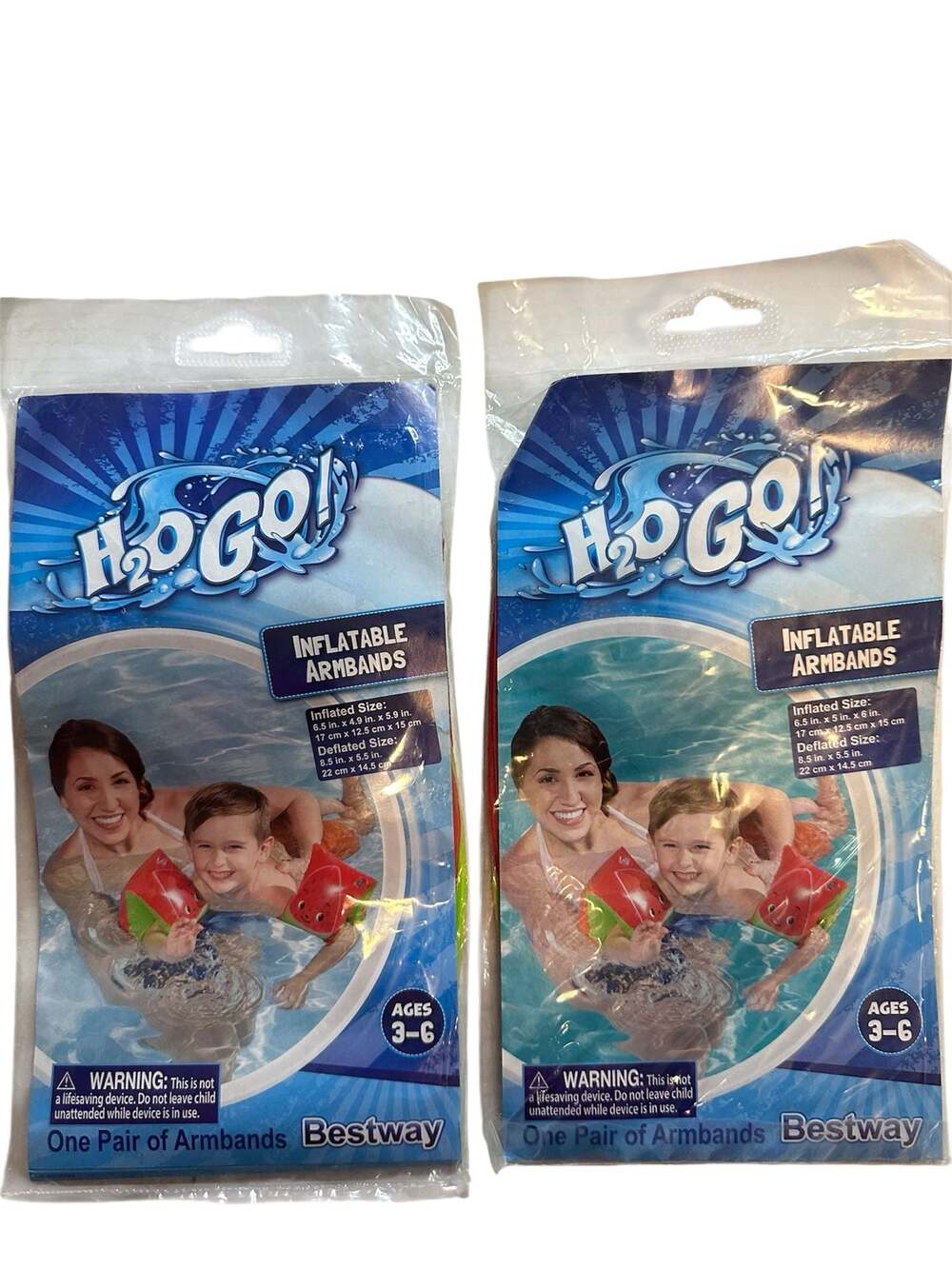 Bestway H2O GO! Inflatable Watermelon Swim Armbands for Ages 3-6